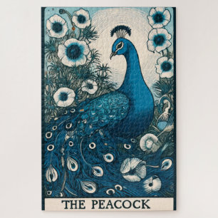 The Peacock Tarot Card Art peacocks Teal Art       Jigsaw Puzzle