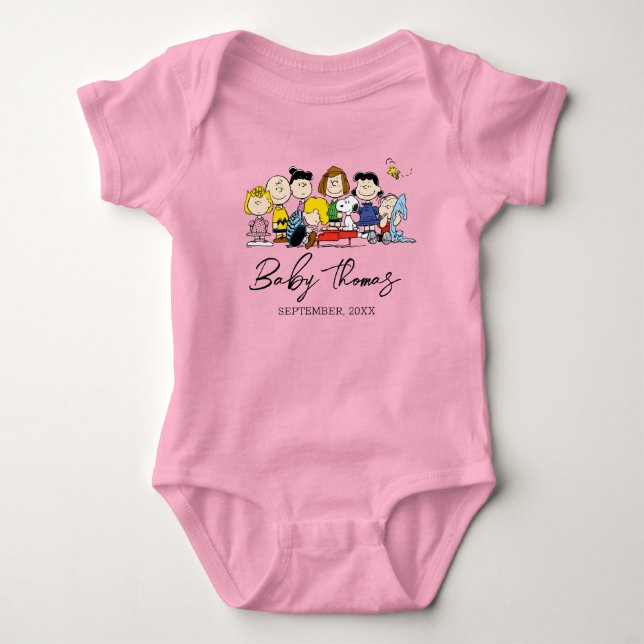 The Peanuts Gang | Baby Announcement Baby Bodysuit (Front)