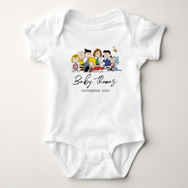 The Peanuts Gang | Baby Announcement Baby Bodysuit (Front)