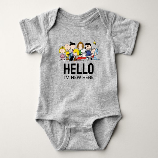 The Peanuts Gang | Baby Shower |'m New Here Baby Bodysuit (Front)