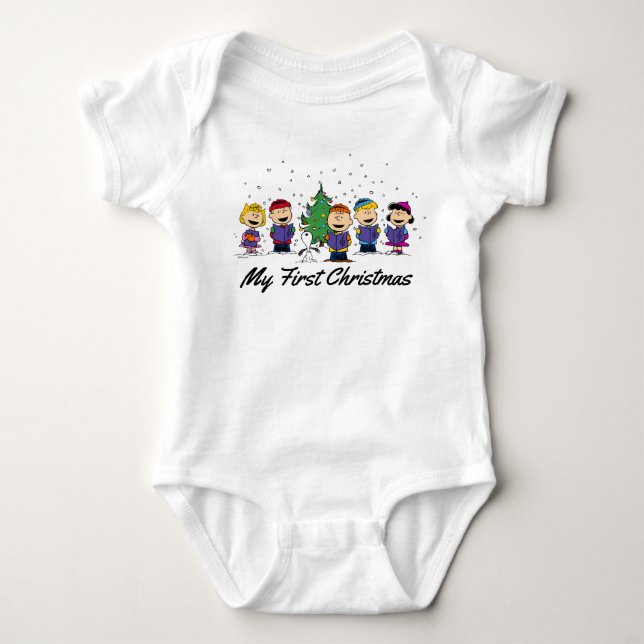 The Peanuts Gang - My First Christmas Baby Bodysui Bodysuit (Front)