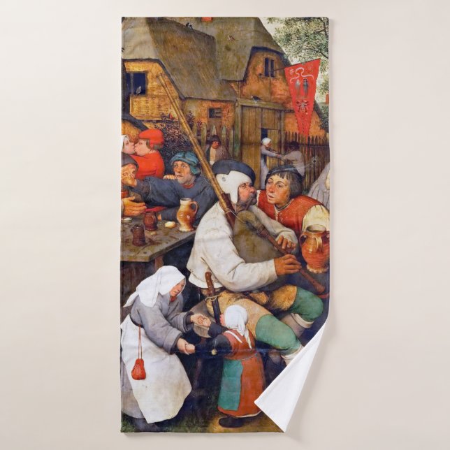 The Peasant Dance, Pieter Bruegel Bath Towel (Bath Towel)