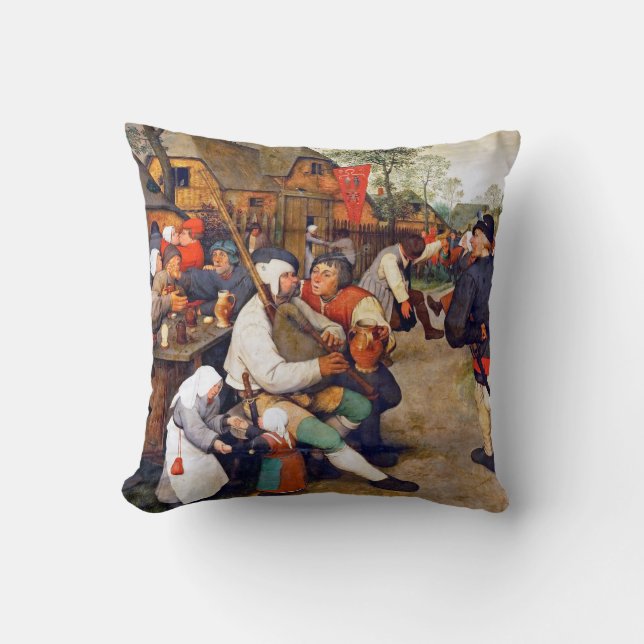 The Peasant Dance, Pieter Bruegel Throw Pillow (Front)