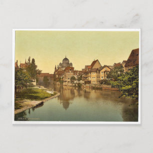 The Pegnitz shore and synagogue, Nuremberg, Bavari Postcard