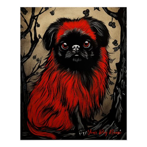 The Pekingese Dog Red and Black 001 _ Ulises Dall Poster