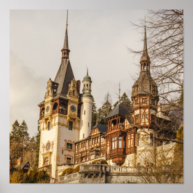 The Peles Castle in Prahova County,  Romania Poster (Front)