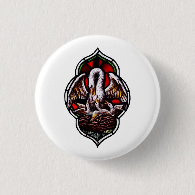 The Pelican as a Christian Symbol Button (Front)