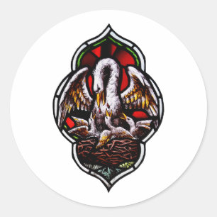 The Pelican in Her Piety Eucharistic Symbol Classic Round Sticker