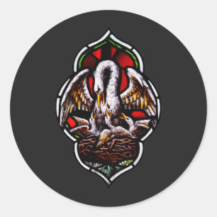 The Pelican in Her Piety Eucharistic Symbol Classic Round Sticker
