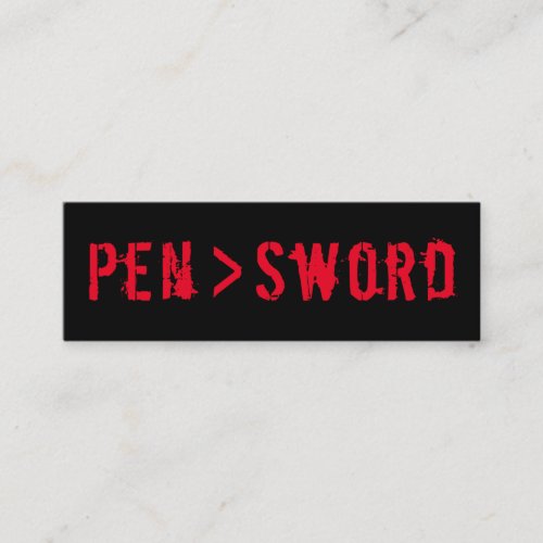 The Pen is Mightier Than the Sword Bookmark Mini Business Card
