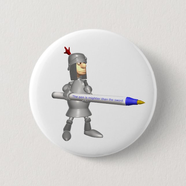 The pen is mightier than the sword Knight Button (Front)