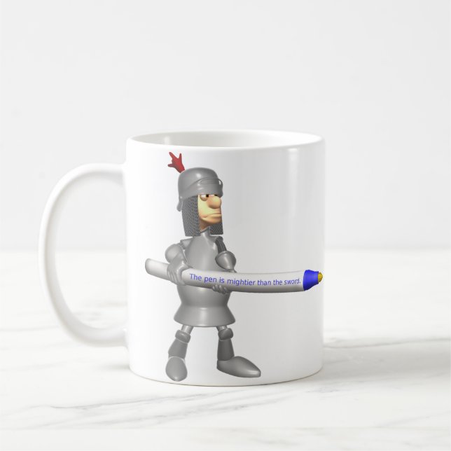 The pen is mightier than the sword Knight Coffee Mug (Left)