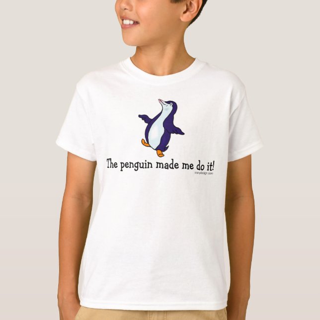 The Penguin Made Me Do it Funny T-Shirt (Front)