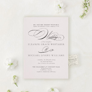 The Penmanship Suite Elegant Script Wedding Letterpress Invitation