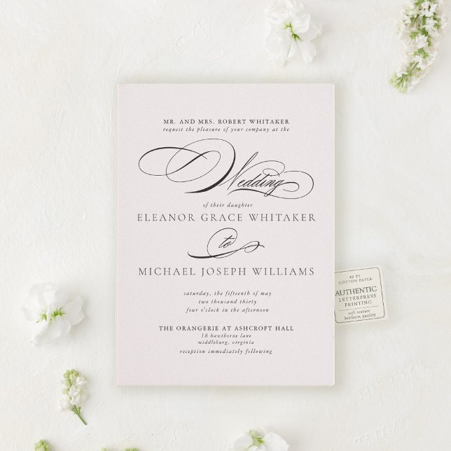 The Penmanship Suite | Elegant Script Wedding Letterpress Invitation (Inspired by the beauty of handwritten love letters and timeless romance.)