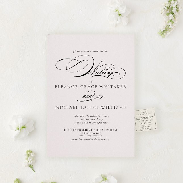 The Penmanship Suite | Elegant Script Wedding Letterpress Invitation (Inspired by the beauty of handwritten love letters and timeless romance.)