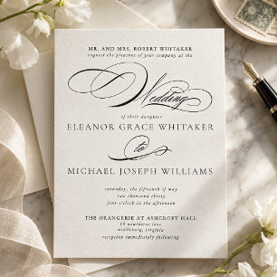 The Penmanship Suite Elegant Script Wedding Letterpress Invitation