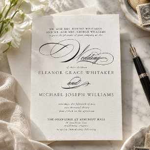 The Penmanship Suite Formal Script Wedding Letterpress Invitation