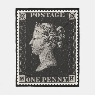 The Penny Black Postage Stamp Fleece Blanket
