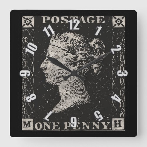 The Penny Black Postage Stamp Square Wall Clock