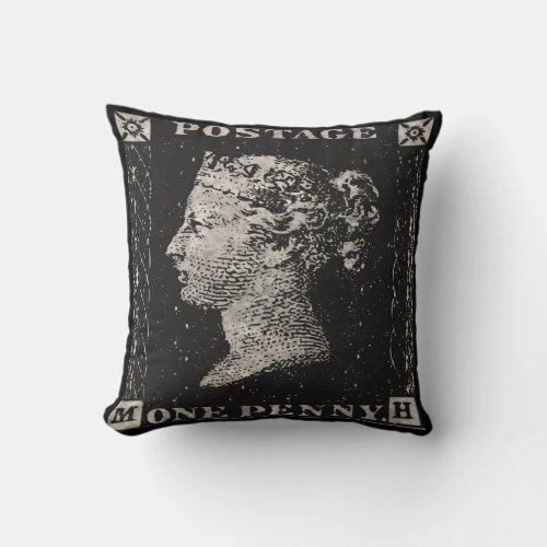The Penny Black Postage Stamp Throw Pillow