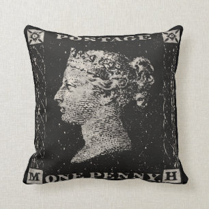 The Penny Black Postage Stamp Throw Pillow