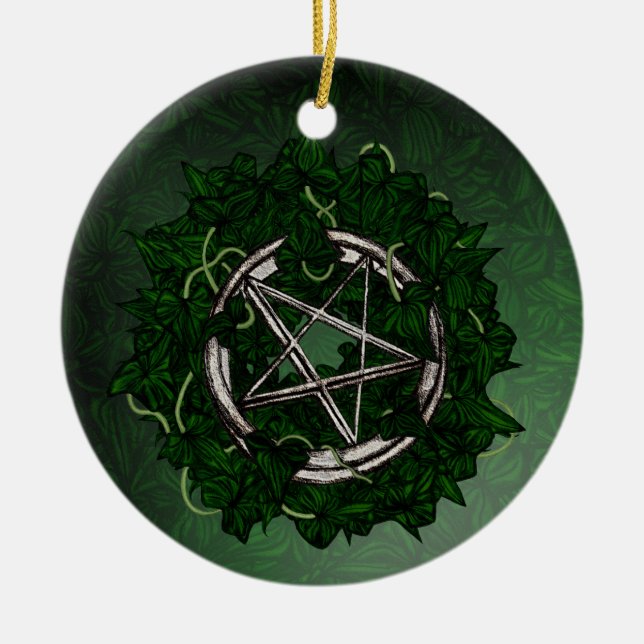 The Pentacle & The Ivy Ceramic Ornament (Front)