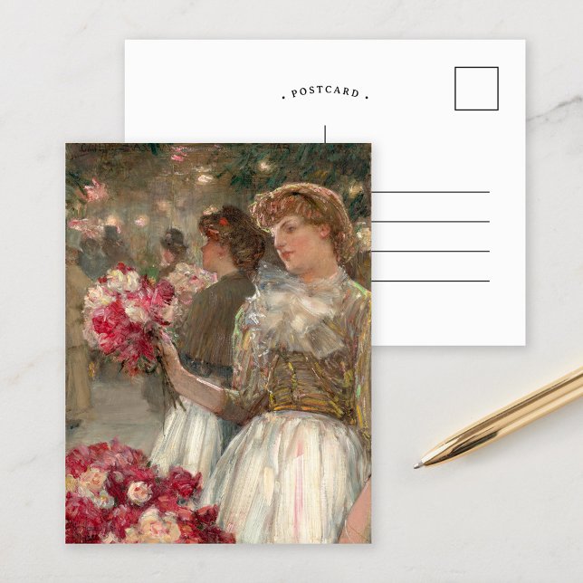 The Peony Girl | Childe Hassam Postcard (Creator Uploaded)