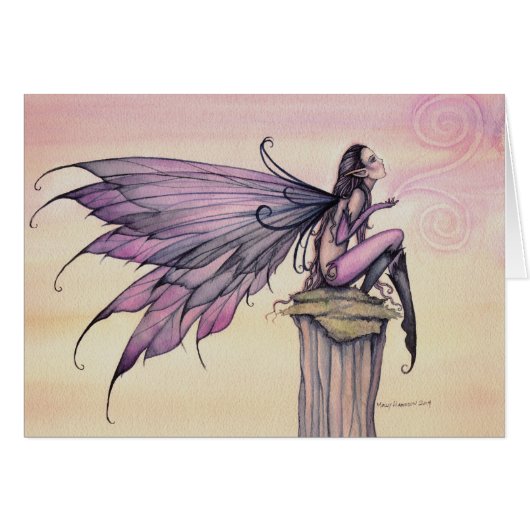 The Perch Purple Fairy Fantasy Watercolor Art (Front Horizontal)