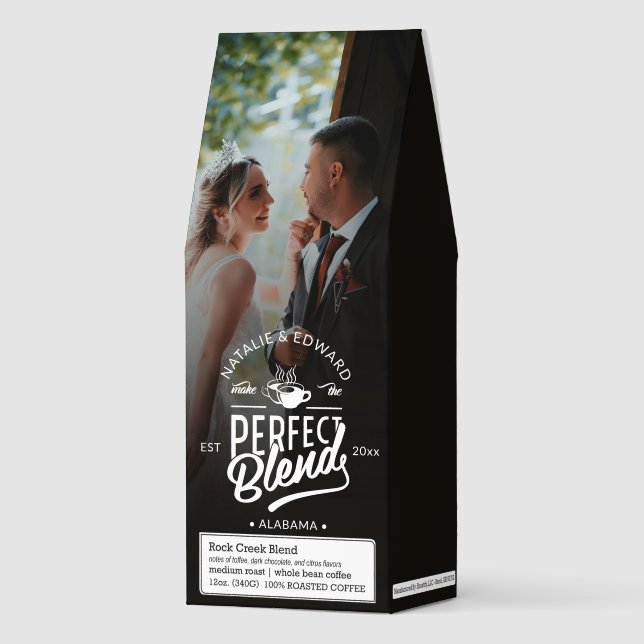 The Perfect Blend & A Love Story Photo Wedding Roasted Coffee (Front)