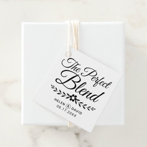 The perfect blend black typography flower wedding favor tags