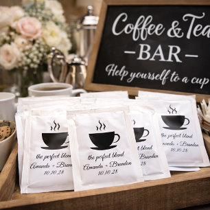 The Perfect Blend Black White Wedding Favors Tea Bag Drink Mix