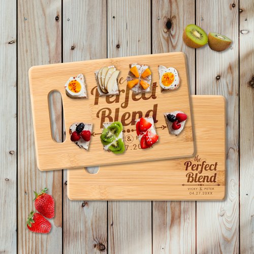 The perfect blend bold typography wedding cutting board