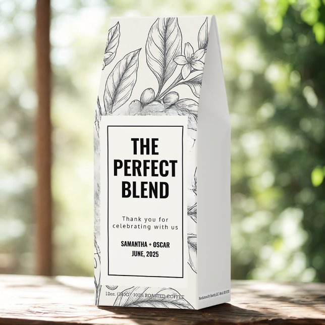 The Perfect Blend Botanical Wedding Coffee Favor  (Creator Uploaded)
