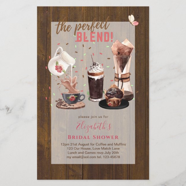 The Perfect Blend BRIDAL SHOWER Invitations COFFEE Flyer (Front)