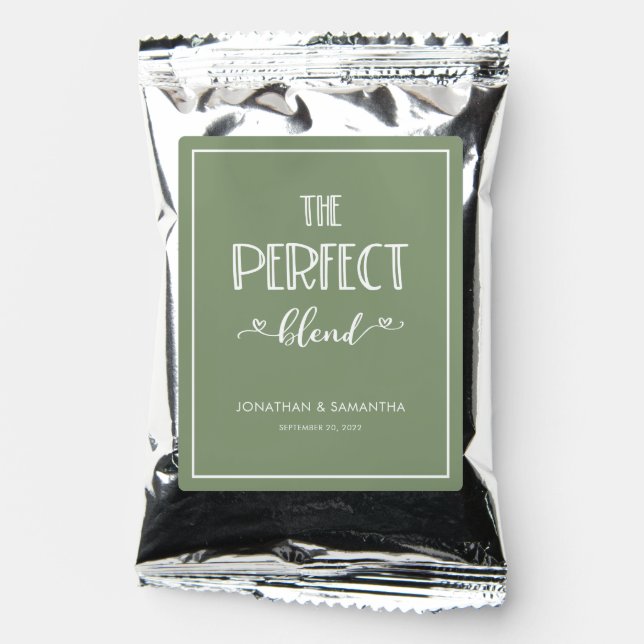 The Perfect Blend Calligraphy Hearts Olive Green Coffee Drink Mix (Front)