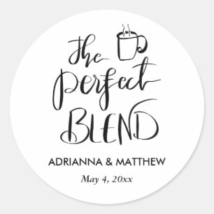 The Perfect Blend Calligraphy Wedding Favor  Classic Round Sticker