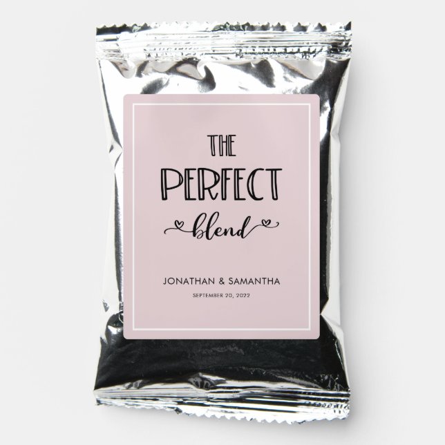 The Perfect Blend Calligraphy Wedding Favor Coffee Drink Mix (Front)
