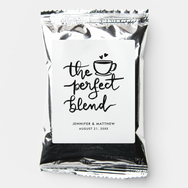 The Perfect Blend Casual Script Wedding Coffee Drink Mix (Front)