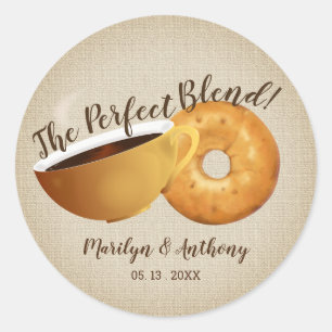 The Perfect Blend Coffee and Bagel Wedding Classic Round Sticker