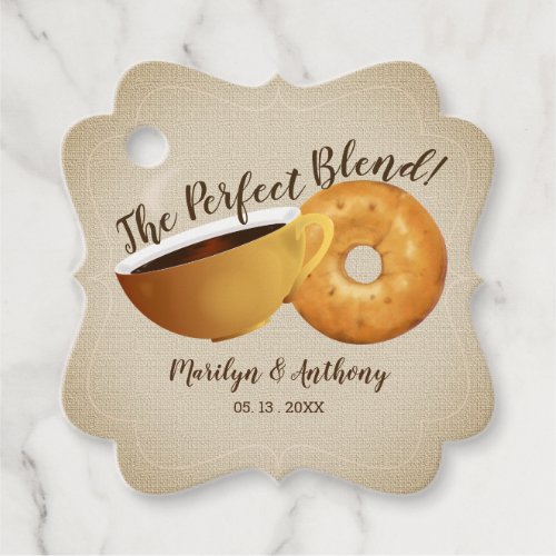 The Perfect Blend Coffee and Bagel  Wedding Favor Tags