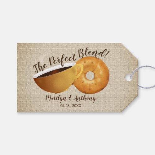 The Perfect Blend Coffee and Bagel  Wedding Gift Tags