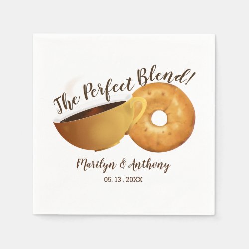 The Perfect Blend Coffee and Bagel  Wedding Napkins
