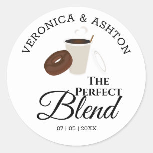 The Perfect Blend Coffee and Donut Wedding Classic Round Sticker