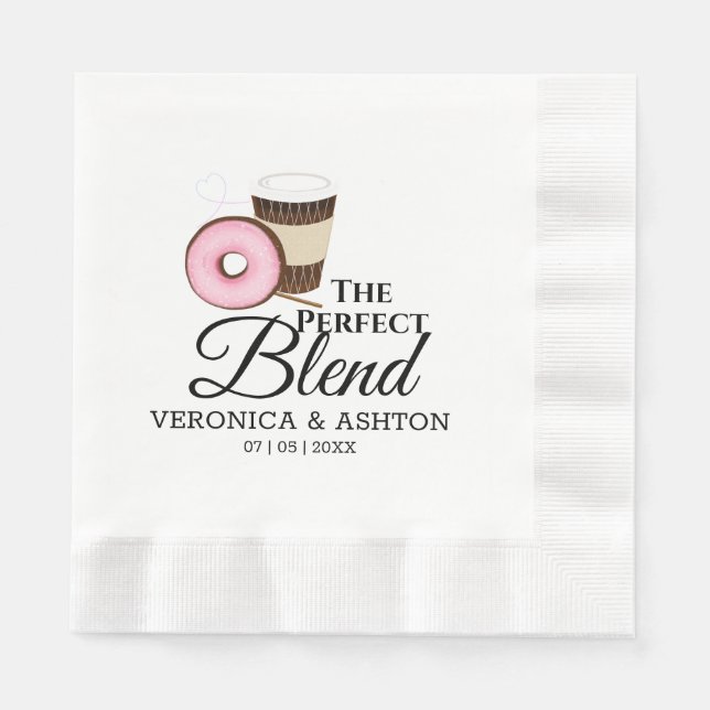 The Perfect Blend Coffee and Donut | Wedding Napkins (Front)