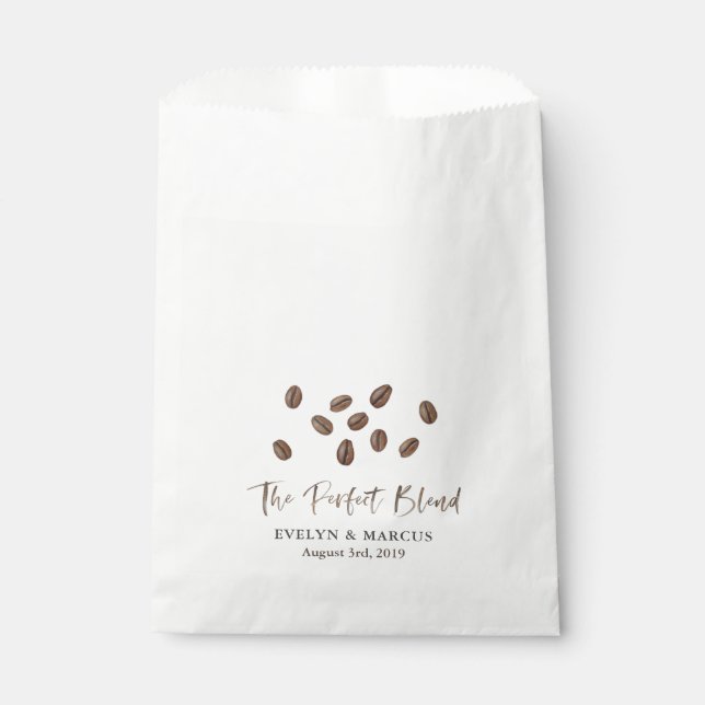 The Perfect Blend Coffee Beans Wedding Paper Favor Bag (Front)