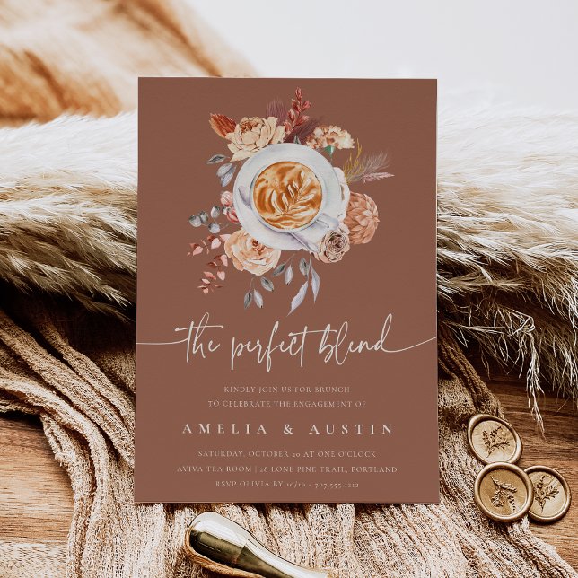 The Perfect Blend Coffee Brunch Engagement Party Invitation (Creator Uploaded)