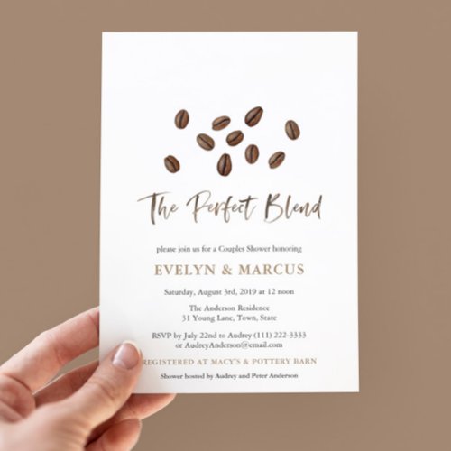 The Perfect Blend Coffee Couples Wedding Shower Invitation