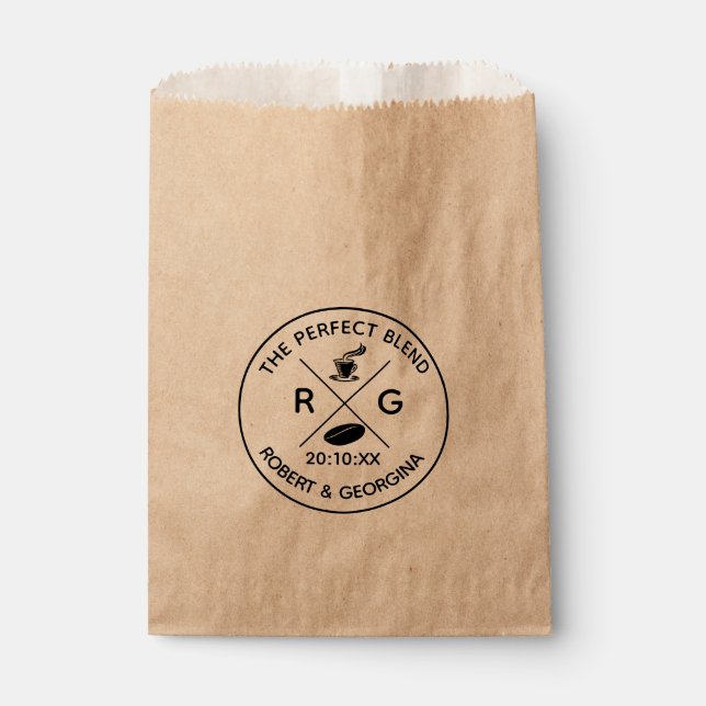 The Perfect Blend Coffee Kraft Paper Wedding Favor Bag (Front)