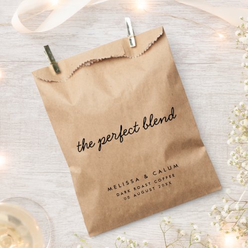The Perfect Blend  Coffee Lover Rustic Wedding Favor Bag